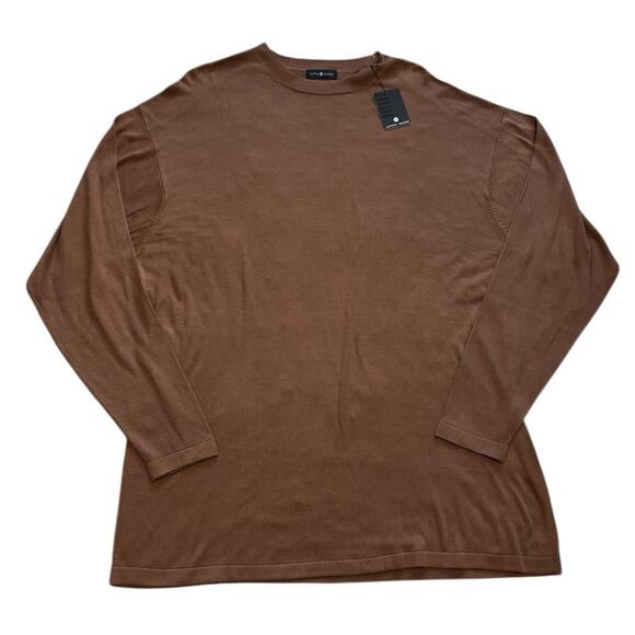 Cotton Traders Men's 2XLT 100% Silk Thin Knit Sweater Shirt Y2K Chestnut NWT - Picture 1 of 4
